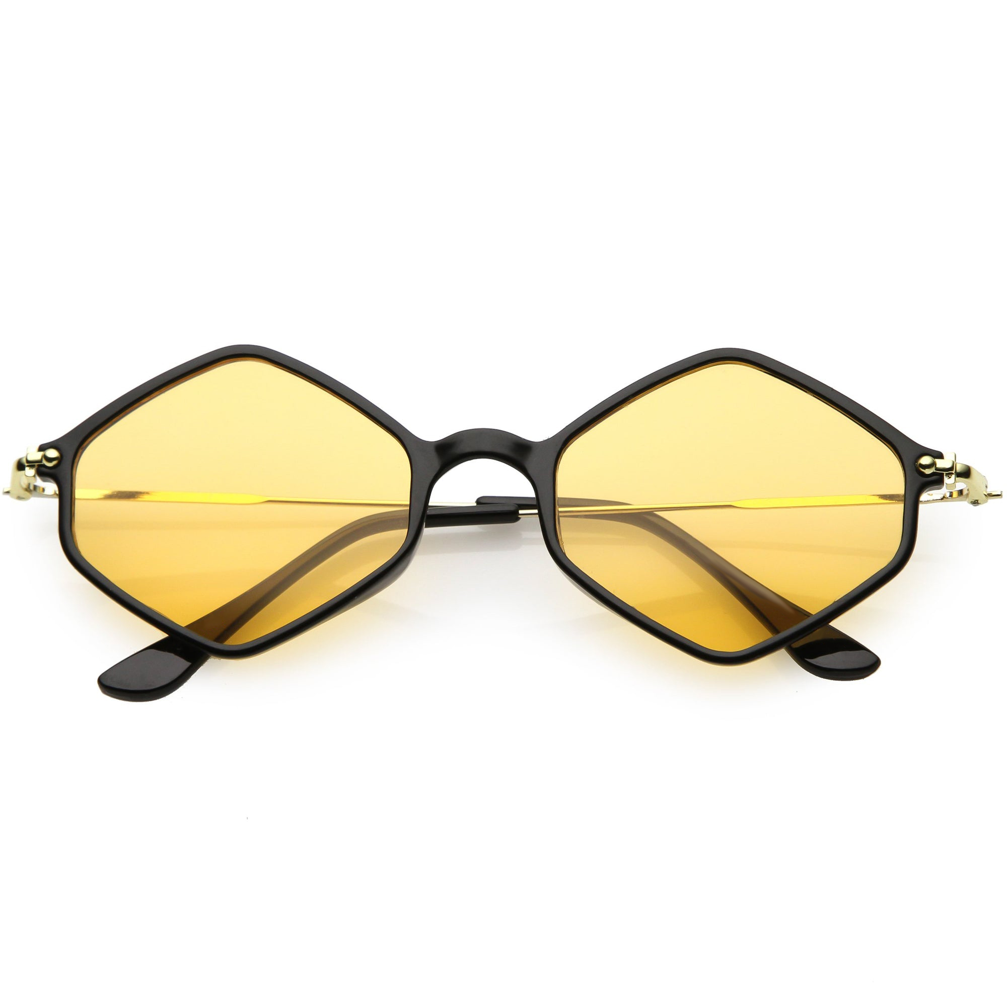 Retro Color Tone Hexagon Diamond Shape Sunglasses