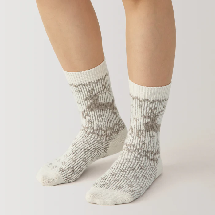 Right Angle Loose Top Reindeer Pattern Socks
